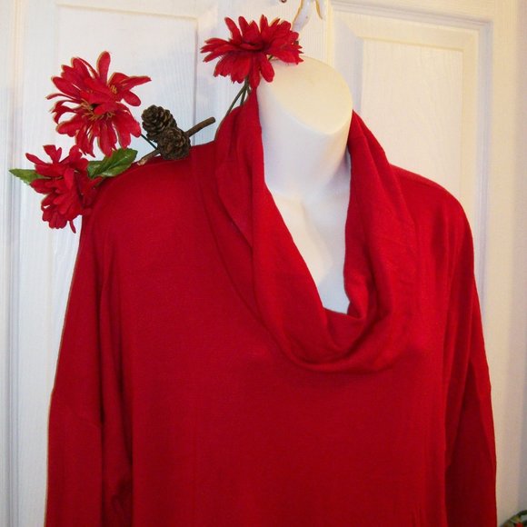 New Directions 3X Red Cowl Neck Sweater Top NWT - Picture 2 of 8